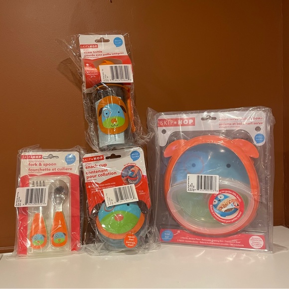 NWT Skip Hop Zoo Baby Feeding Bundle: Bottle, Snack Cup, Plate/Bowl & Utensils - Picture 6 of 10
